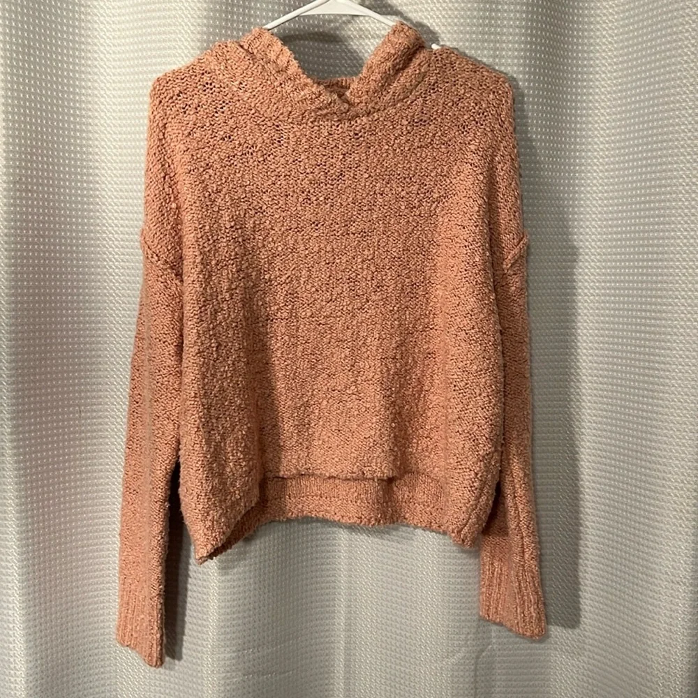 NWT American Eagle Rose Pink,Knit, Hooded, Sweater, Size Small - Picture 1 of 8